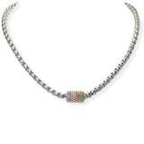 104414, 14K GOLD PLATED, MICRO PAVE CUBIC ZIRCONIA BARREL DESIGNER INSPIRED NECKLACE