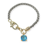 104423, 14K GOLD PLATED, CUBIC ZIRCONIA CHARM DESIGNER INSPIRED BRACELET