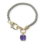 104423, 14K GOLD PLATED, CUBIC ZIRCONIA CHARM DESIGNER INSPIRED BRACELET
