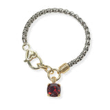 104423, 14K GOLD PLATED, CUBIC ZIRCONIA CHARM DESIGNER INSPIRED BRACELET