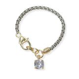 104423, 14K GOLD PLATED, CUBIC ZIRCONIA CHARM DESIGNER INSPIRED BRACELET