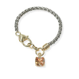 104423, 14K GOLD PLATED, CUBIC ZIRCONIA CHARM DESIGNER INSPIRED BRACELET