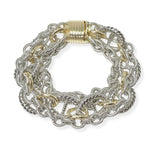 104447, 14K GOLD PLATED, DOUBLE D ACCENT DESIGNER INSPIRED MAGNETIC BRACELET