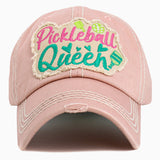 104449, "PICKLEBALL QUEEN" WASHED VINTAGE BALL CAP