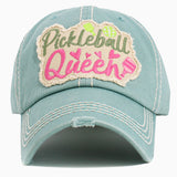 104449, "PICKLEBALL QUEEN" WASHED VINTAGE BALL CAP