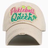 104449, "PICKLEBALL QUEEN" WASHED VINTAGE BALL CAP