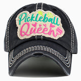 104449, "PICKLEBALL QUEEN" WASHED VINTAGE BALL CAP