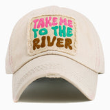104451, "TAKE ME TO THE RIVER" WASHED VINTAGE BALL CAP