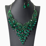 104453, TEARDROP ACCENT RHINESTONE EVENING NECKLACE SET