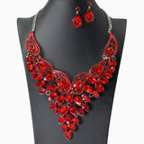 104453, TEARDROP ACCENT RHINESTONE EVENING NECKLACE SET