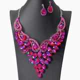 104453, TEARDROP ACCENT RHINESTONE EVENING NECKLACE SET