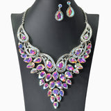 104453, TEARDROP ACCENT RHINESTONE EVENING NECKLACE SET