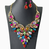 104453, TEARDROP ACCENT RHINESTONE EVENING NECKLACE SET