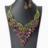 104453, TEARDROP ACCENT RHINESTONE EVENING NECKLACE SET