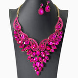 104453, TEARDROP ACCENT RHINESTONE EVENING NECKLACE SET