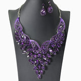 104453, TEARDROP ACCENT RHINESTONE EVENING NECKLACE SET