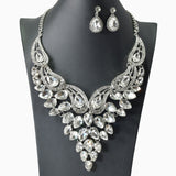 104453, TEARDROP ACCENT RHINESTONE EVENING NECKLACE SET