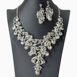 104454, FLORAL RHINESTONE EVENING NECKLACE SET