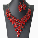 104454, FLORAL RHINESTONE EVENING NECKLACE SET