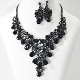 104454, FLORAL RHINESTONE EVENING NECKLACE SET
