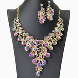 104454, FLORAL RHINESTONE EVENING NECKLACE SET