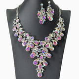 104454, FLORAL RHINESTONE EVENING NECKLACE SET