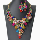 104454, FLORAL RHINESTONE EVENING NECKLACE SET