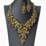 104454, FLORAL RHINESTONE EVENING NECKLACE SET