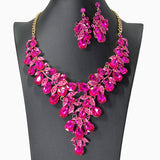 104454, FLORAL RHINESTONE EVENING NECKLACE SET