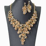 104454, FLORAL RHINESTONE EVENING NECKLACE SET