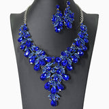 104454, FLORAL RHINESTONE EVENING NECKLACE SET