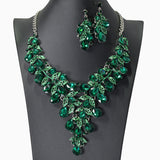 104454, FLORAL RHINESTONE EVENING NECKLACE SET