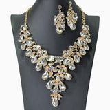 104454, FLORAL RHINESTONE EVENING NECKLACE SET