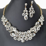 104455, MULTI SHAPE RHINESTONE EVENING NECKLACE SET