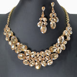 104455, MULTI SHAPE RHINESTONE EVENING NECKLACE SET