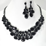 104455, MULTI SHAPE RHINESTONE EVENING NECKLACE SET