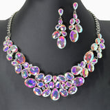 104455, MULTI SHAPE RHINESTONE EVENING NECKLACE SET
