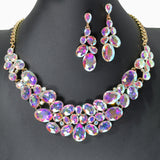 104455, MULTI SHAPE RHINESTONE EVENING NECKLACE SET