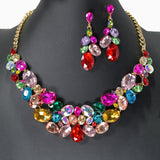 104455, MULTI SHAPE RHINESTONE EVENING NECKLACE SET