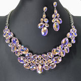 104455, MULTI SHAPE RHINESTONE EVENING NECKLACE SET