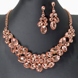 104455, MULTI SHAPE RHINESTONE EVENING NECKLACE SET