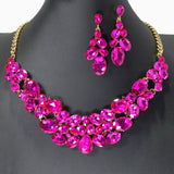 104455, MULTI SHAPE RHINESTONE EVENING NECKLACE SET