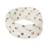 104456, RECTANGLE CELLULOID ACETATE MULTI LAYERED STRETCH BRACELET