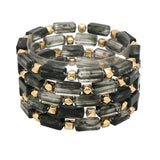 104456, RECTANGLE CELLULOID ACETATE MULTI LAYERED STRETCH BRACELET