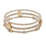 104459, CROSS ACCENT MULTI LAYERED BEADED STRETCH BRACELET