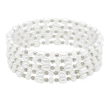 104460, FRESHWATER PEARL MULTI LAYERED BEADED STRETCH BRACELET