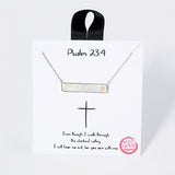 104465, GOLD DIPPED, "PSALM 23:4" MOTHER OF PEARL BAR NECKLACE