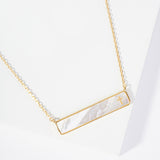 104465, GOLD DIPPED, "PSALM 23:4" MOTHER OF PEARL BAR NECKLACE