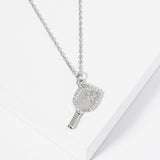 104466, GOLD DIPPED, "DINKIN' MODE ON" PICKLEBALL CUBIC ZIRCONIA DAINTY CHARM NECKLACE