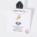 104466, GOLD DIPPED, "DINKIN' MODE ON" PICKLEBALL CUBIC ZIRCONIA DAINTY CHARM NECKLACE